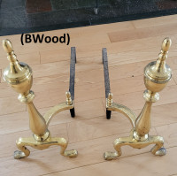 Fireplace Andiron - Brass and Iron, Vintage (1)