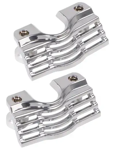 Chrome Finned Slotted Spark Plug Head Bolt Covers for Harley Touring Electra Glides Road Glides Road...