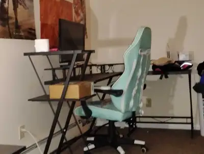 computer desk with gaming chair, View more