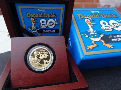 PIÈCE DE COLLECTION OR PUR DONALD DUCK DISNEY, View more
