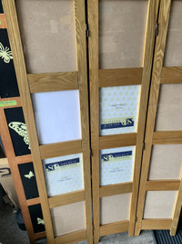 3 Panel Room Divider Tan wooden frames 