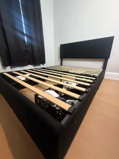 Queen Platform Bed Frame with 4 Storage Drawers –, View more