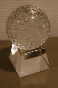 Crystal ball with removeable base and mushroom paper weights,
