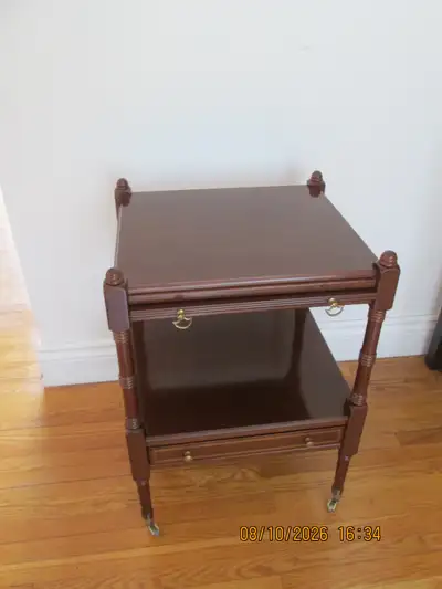 Vintage Bombay Regency Style Cherry Finish Small Wooden Table, View more