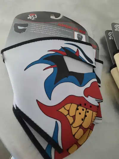 Neoprene face mask reversal to plain black. Two designs to pick from