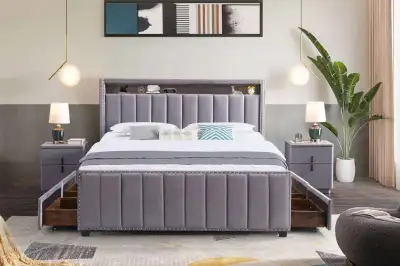 Mark LED Bed w/ Storage & Sockets – King/Queen – Free Delivery, View more