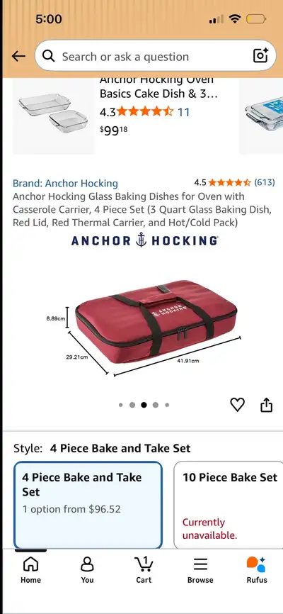 This brand new Anchor Hocking 4-piece Bake and Take set is perfect for transporting your culinary cr...