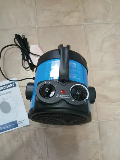Portable Ceramic Space Heater Mastercraft Barrel style, with manual only used a few times at camp. G...