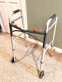 Drive Medical Deluxe Two Button Folding Walker with 5” Wheels