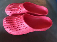 Pink plastic slip on garden yard casual shoes similar to Crocs