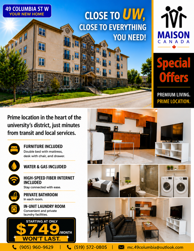 Private furnished ensuite in the heart of Waterloo! in Room Rentals & Roommates in Kitchener / Waterloo - Image 9