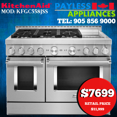 Kitchenaid KFGC558JSS 48" Slide In Gas Range Self Clean & Convec, View more