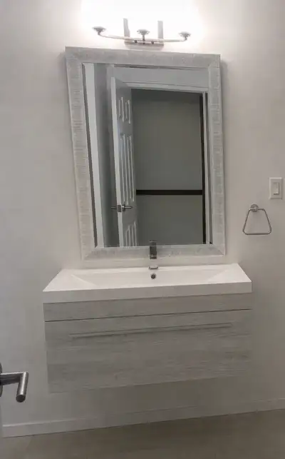 Modern Floating Bathroom Vanity with Sink, Mirror & light, View more