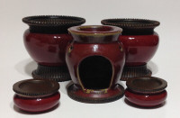 PartyLite Set of 5 Clay Candle Holders / Wax Warmer