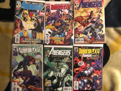 6 Issues. Marvel Comic Books. THE AVENGERS V3 #32-34 & THUNDERBOLTS V1 # 42-44. Count Nefaria/Madame...