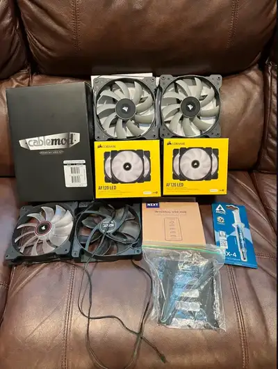 $75 - Cablemods E-Series for EVGA PSU Black/Red with cable combs $40 - brand new 120mm AF120mm 3 pac...