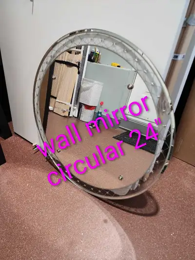 Art Deco style Wall Mirror/ circular 24", thick mirror **Side , View more