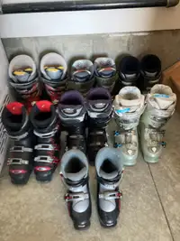 8 pairs of kids ski boots $30-40