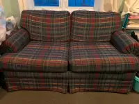 Wide loveseat plaid couch
