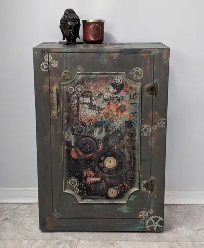 Refinished Vintage Solid Wood Cabinet, View more