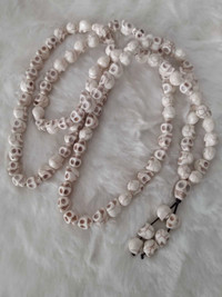 White howlite skull 108 bead mala necklace
