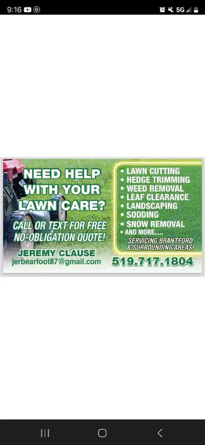 Hi there offering Lawncare&landscaping. We charge great prices. Many years of experience. And great...