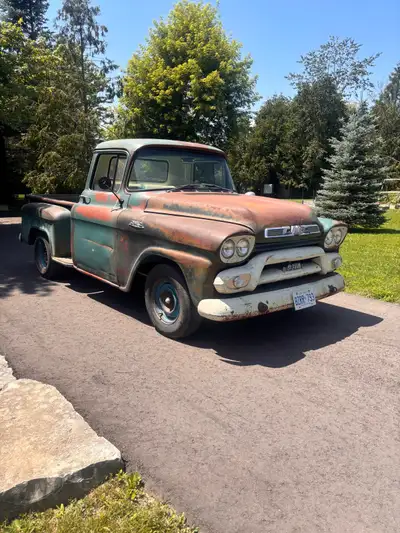 1959 gmc Apache pickup truck. Frame has been sandblasted and painted. 283 small block motor. Power b...