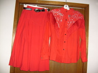 Beautiful Red Western Skirt/Blouse