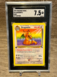 1999 Pokemon Fossil 1st Edition (Rare) - Dragonite #19 - SGC 7.5