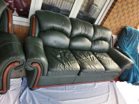 Green Leather Sofa & Loveseat