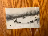 Carte postale ancienne scène d’hiver 1908 MONTRÉAL traineau