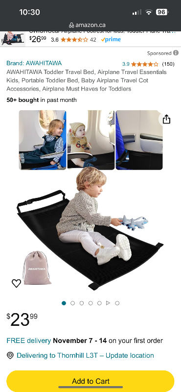 Toddler baby travel bed airplane extension, View more