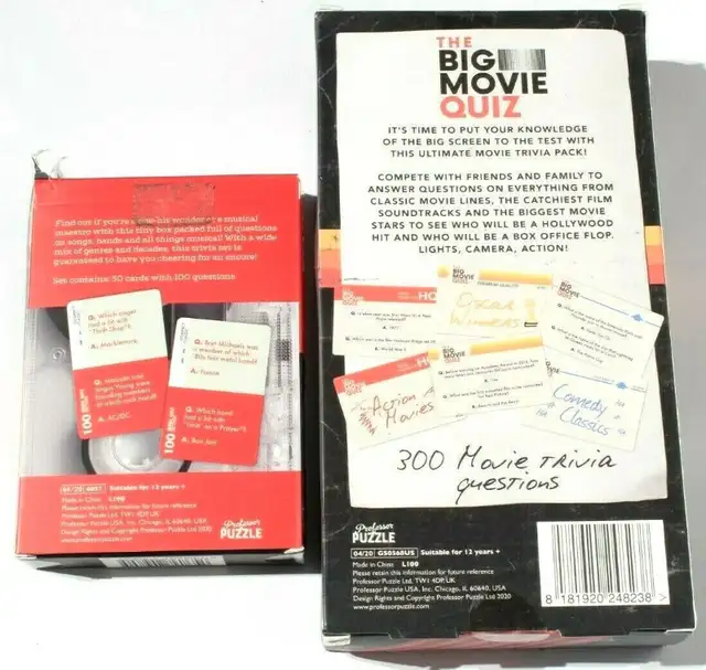 The Big Movie Quiz + Music Trivia Card Games - Professor Puzzle62865712230145121
