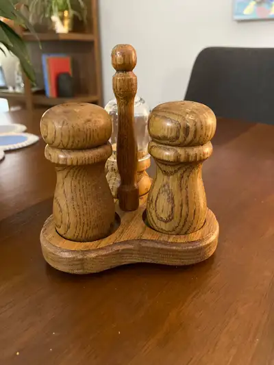 vintage wooden salt and pepper set, View more