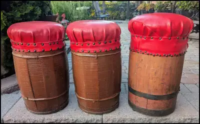 Use it as a unique seating option, or as a decorative piece in your home or garden. The barrel's stu...