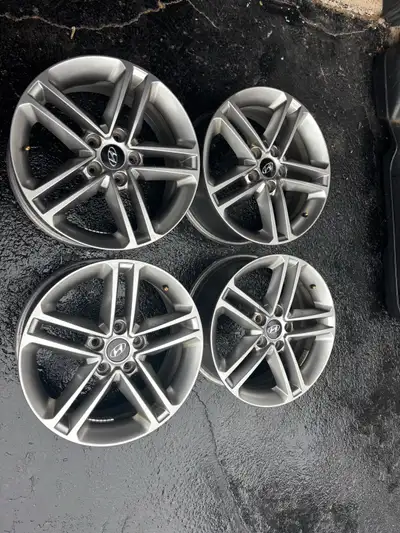 For sale is a set of used 17-inch, 5x114.3 bolt pattern, factory OEM Hyundai rims that will fit a va...