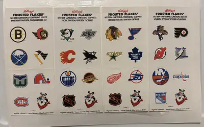 I have a set of Kellogg's Frosted Flakes NHL stickers from 1994. These sticker sheets feature all th...