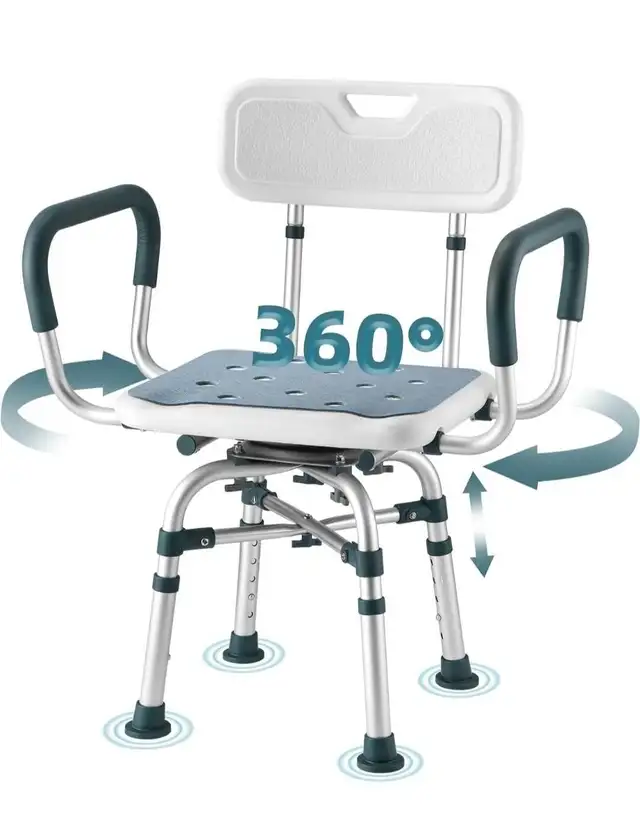 Swivel Shower Chair with Arms and Back,400lbs