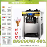VEVOR 22-30L/H Soft Ice Cream Maker Commercial Countertop Tricol