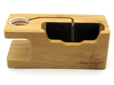 Bamboo Wood Apple iPhone & Watch Charging Dock with USB Ports, View more