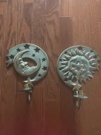 Sun and Moon Brass Wall Sconces, View more
