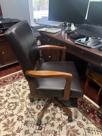 Leather Solid Wood Executive Desk Chair
