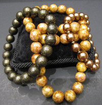 NEW, 4 HANDCRAFTED GLASS BEAD BRACELETS