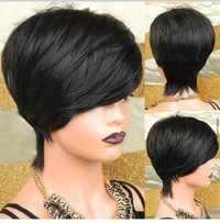 Short pixie wig human hair for sale contact 7802003088