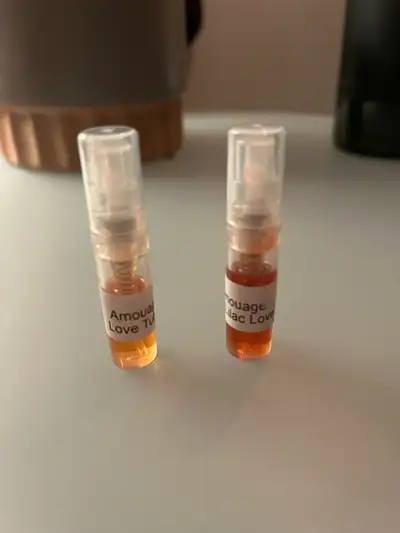 2 ml decants of Amouage's Love Tuberose and Lilac Love eau de parfum. Originally purchased from Scen...