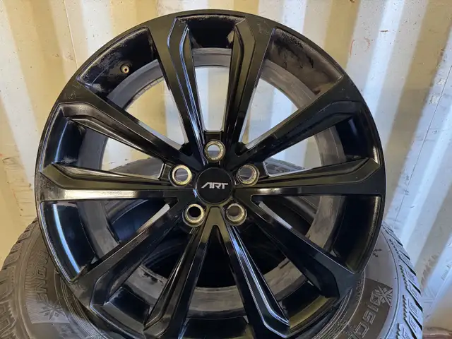 4- 265/60R20 studded winter tires c/w Black Alloy Wheels in Tires & Rims in Dartmouth - Image 2