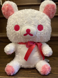 San-x Rilakkuma Rose Fur big plush with red ribbon
