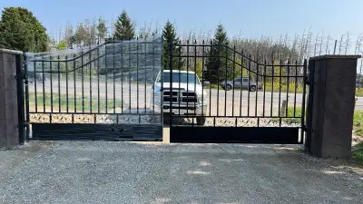 driveway gates, walk gates, wrought iron gate, fence, posts, View more