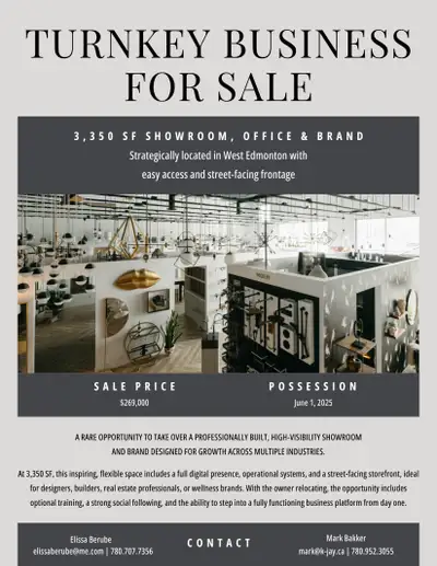 Beautifully built 3,350 SF design showroom + brand with systems, team layout, and digital presence,...