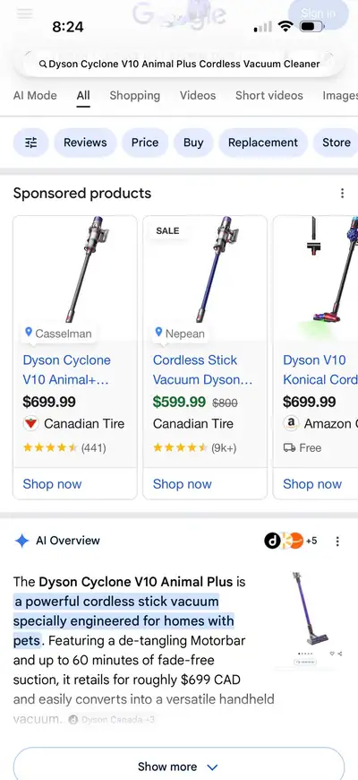 Brand New Dyson Cyclone V10 Animal+ Stick Vacuum, View more